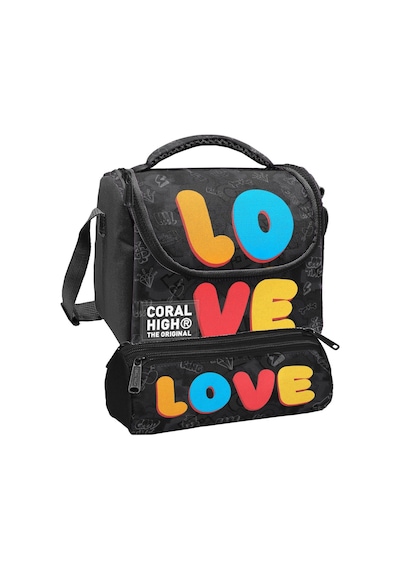 Coral High Beslenme Çantası Ve Üç Gözlü Kalemlik Seti - Siyah Çok Renkli Love Baskılı Erkek Çocuk 37130 Mavi - Sarı Coral High Beslenme Çantası Ve Üç Gözlü Kalemlik Seti - Siyah Çok Renkli Love Baskılı Erkek Çocuk 37130 Mavi - Sarı