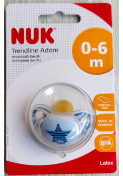 Nuk Trendline Adore Halkalı Ortodontik Kauçuk Emzik 0-6 Ay İkili / Mavi Açık Mavi