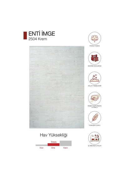 Hoom Rugs İmge 2504 Krem Çizgili Modern Akrilik Salon Halısı