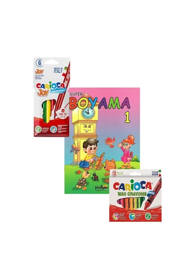 Carioca Joy Şekilli Keçeli Kalem - Carioca Wax Crayons - Boyama Kitabı Set