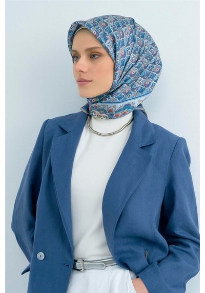 Armine İpek Eşarp 2026 Yaz - 9518-31 Mavi Twill