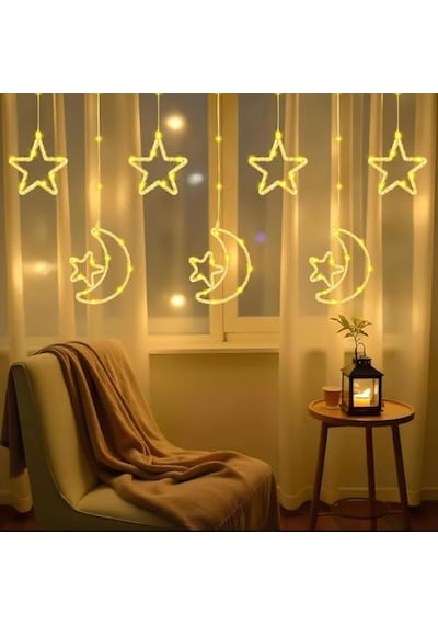 Su Geçirmez 3 Metre Led Işıklı Ay Ve Yıldız Işık Zinciri Dekoratif Fişli Aydınlatma Ev Dekorasyonu Salon Oda M Diğer