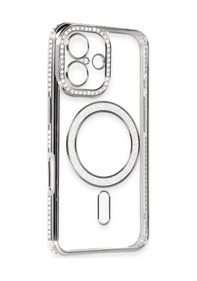 Apple iPhone Uyumlu  Uyumlu 16 Kılıf Joke Simli Magneticsafe Kılıf - Gri