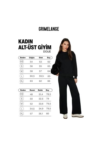 Grimelange Doue Kadın Yumuşak Ve Esnek Kumaşlı Regular Fit Siyah Eşofman Takımı Siyah