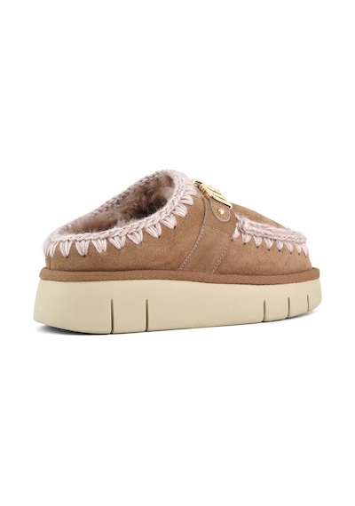Terlik/ Panduf Ev Kadın Mu.fw531001a Pkbro Mou Bounce Clog Metal Logo Beige Suede Beige Suede Bej