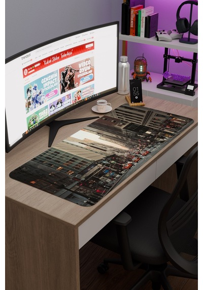 New York Sokakları Amerika 2 V3 90x40 Xxl Gaming Kauçuk Kaymaz Taban Mouse Pad Fare Altlığı