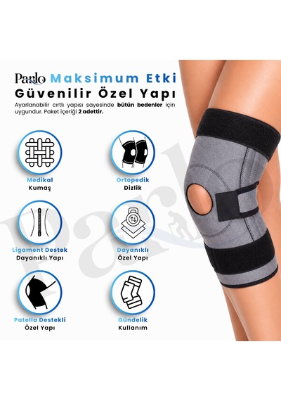 Ligament Ve Patella Destekli Dizlik 1 Çift Ayarlanabilir Spiral Balenli Ortopedik Diz Desteği