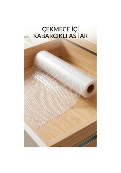 Şeffaf Kaydırmaz Dolap İçi Raflık Koruyucu Çekmece Örtüsü 45x300 Cm Pvc Eva Çok Renkli