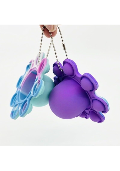 Toyfest Push Popper Flip Octopus Yumuşak Stress Giderici Çift Taraflı Anahtarlık