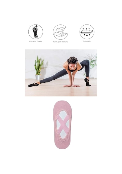 1 Adet Kadın Kaydırmaz Tabanlı Yoga Pilates Fitness Dans Ve Spor Çorabı Pembe