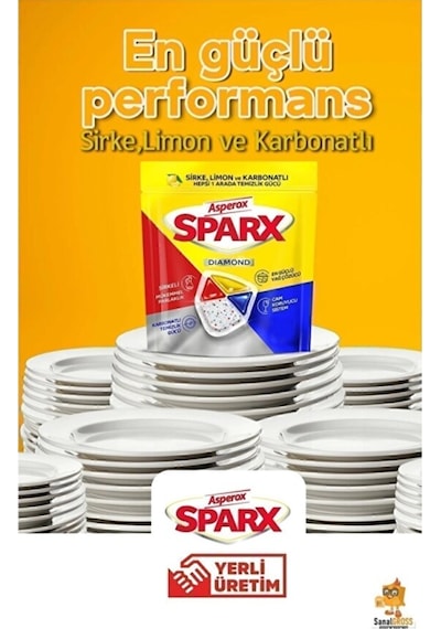 Asperox Sparx Bulaşık Makinesi Kapsülü 30'lu X 2 Paket 60 Yıkama