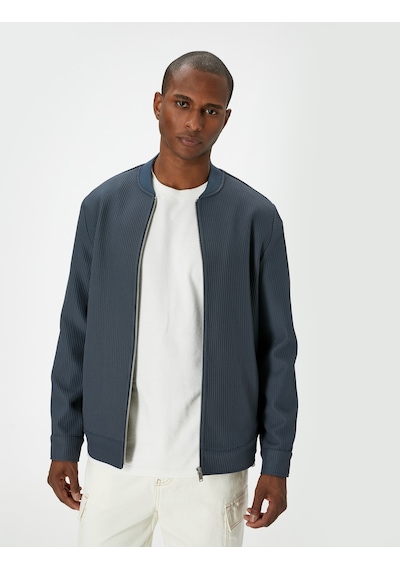 Koton Bomber Ceket Dokulu Fermuarlı Cep Detaylı Indıgo 4sam50048hw İndigo Koton Bomber Ceket Dokulu Fermuarlı Cep Detaylı Indıgo 4sam50048hw İndigo