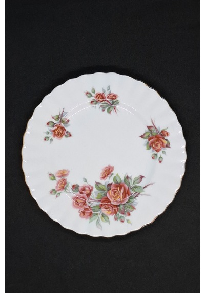 Centennial Rose Bone China İngiliz Porselen Pasta Tabağı 17 Cm Kırmızı