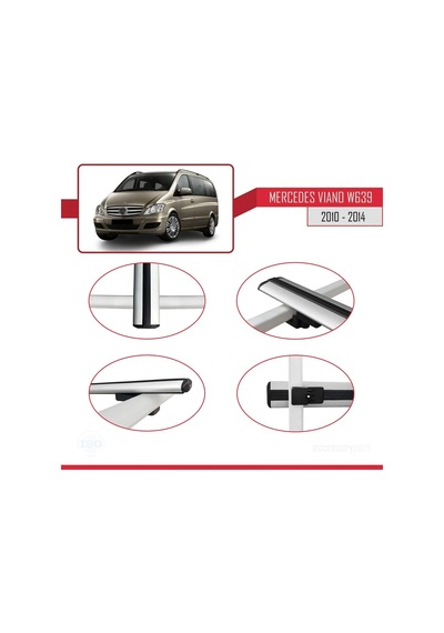Mercedes Viano 2010-2014 Arası İle Uyumlu Basic Model Ara Atkı Tavan Barı Gri 3 Adet
