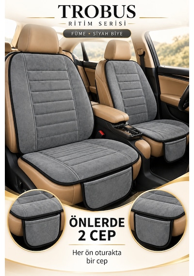 Trobus Ritim Nissan Qashqai 2007-2013 Baby Face 5'li Koltuk Minderi Füme Siyah