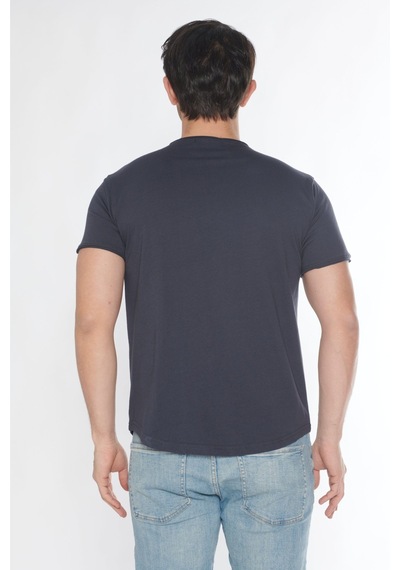 Black Horn Erkek Geniş Yaka %100 Pamuk Salaş T-shirt Füme