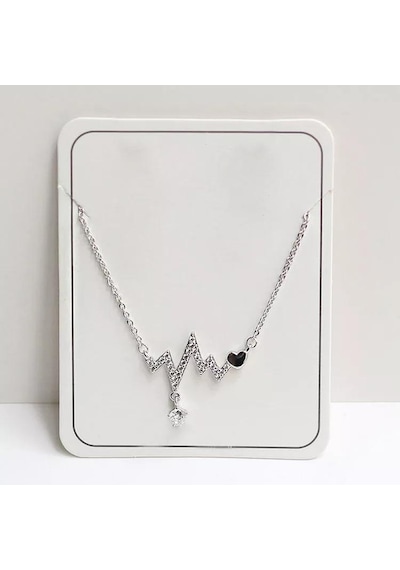 Muhteşem Kalp Atışı Kolye Elmas Taşlı Broş , Metal 3d , Özal Tasarım , Hediye Aksesuar 001