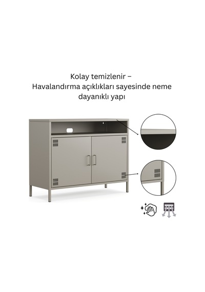 Pera Tv Ünitesi, Tv Dolabı,2 Kapaklı, Açık Raflı 100,50 X 40 X 79,50 Cm Ral 7039 Acıbadem Antrasit Pera Tv Ünitesi, Tv Dolabı,2 Kapaklı, Açık Raflı 100,50 X 40 X 79,50 Cm Ral 7039 Acıbadem Antrasit