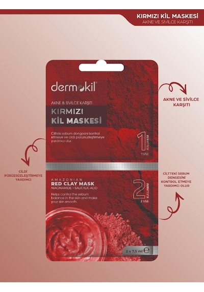 Dermokil Akne ve Sivilce Karşıtı Kırmızı Kil Maskesi 15 ML