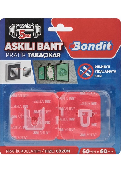 Askılı Tak Çıkar Bant - Şeffaf - 6x6 Cm
