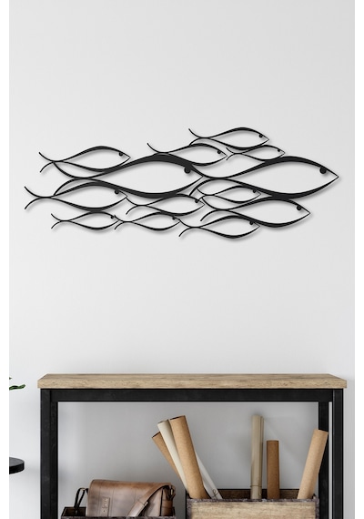 School Of Fish Metal Duvar Dekorasyonu - Siyah