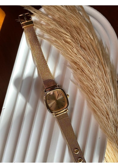Gold Hasır Kordon Minimal Kadın Kol Saati Modern Vintage Model Bb0021 Gümüş