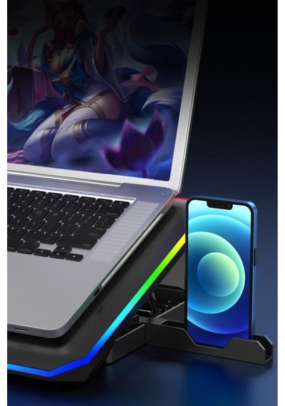 Laptop Soğutucu Ayarlanabilir Rgb Dizüstü Bilgisayar Soğutma Fanı Cf04 Siyah