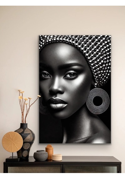 Afrikalı Siyahi Kadın Kanvas Tablo 70x100 Çok Renkli