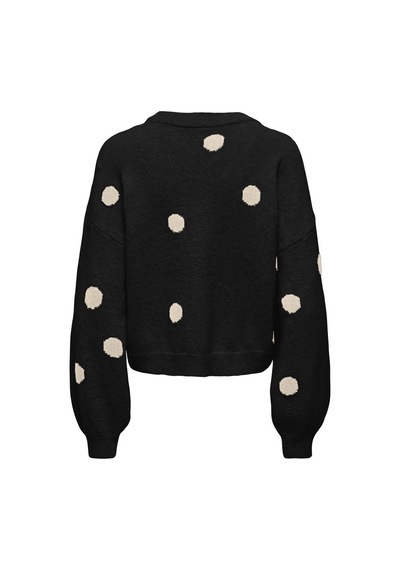 Only Onlrıca Ls Detaıl O-neck Siyah - Beyaz Kadın Kazak 15375856