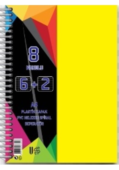 U-deep Pp Kapak Ayraçlı Defter 6+2 200yp 22 Çeşitli Renk Ve Desen