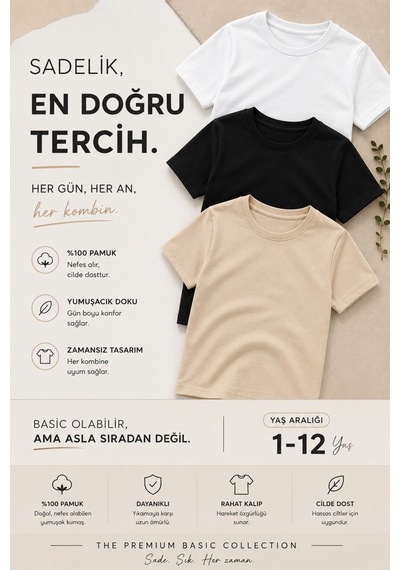 Overmax Çocuk Basic 3' Lü Tişört Seti Zamansız Şıklık, Gün Boyu Konfor Siyah-bej-beyaz - 887278767 Siyah-bej-beyaz Overmax Çocuk Basic 3' Lü Tişört Seti Zamansız Şıklık, Gün Boyu Konfor Siyah-bej-beyaz - 887278767 Siyah-bej-beyaz