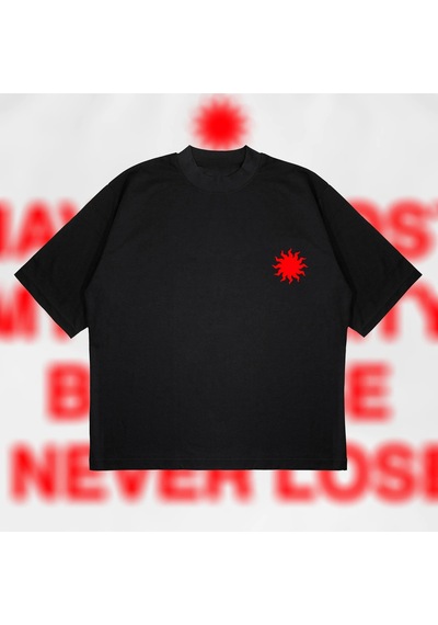 Tarzsokak I Never Lose Boxy Fit Oversize Unisex Tshirt Baskılı Tişört Siyah