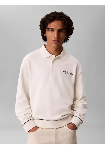 Calvin Klein Ls 350gsm Terry Pıpe, Yas Krem Erkek Polo