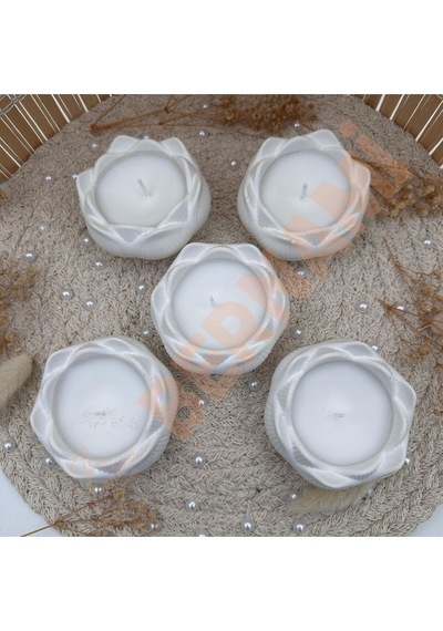 Bernami Mum Pinterest Lotus Taş Tozu Mum Sade Nişan, Nikah, Doğum Günü, Özel Gün - 5 Adet Diğer