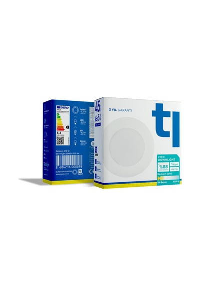 Redeem C10W Downlight, Titreşimsiz, Göz Konforu, 575 Lümen, Ilık Beyaz, 3000 Kelvin Beyaz