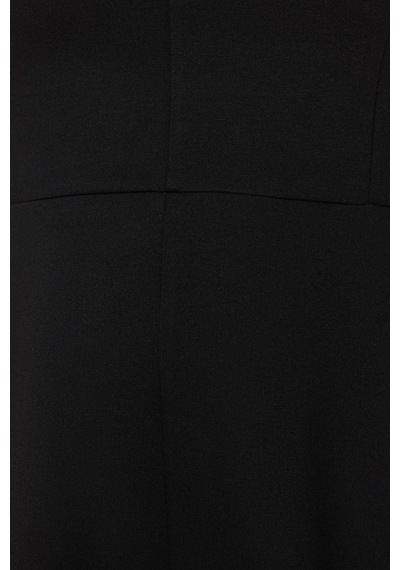 Ersefa Moda Slim Casual Günlük İnterlok Örme Halter Yaka Kolsuz Kol Skat Siyah