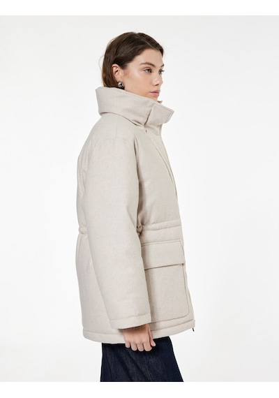 Koton Koyun Yünü Karışımlı Cepli Dik Yaka Uzun Kollu Oversize Kaşe Mont Bej 6wak00227ew Ekru Koton Koyun Yünü Karışımlı Cepli Dik Yaka Uzun Kollu Oversize Kaşe Mont Bej 6wak00227ew Ekru