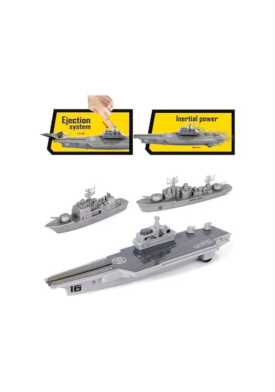 Oyuncak Uçaklı Savaş Gemisi Askeri Kruvazör 9 Parça Uçak Fırlatır Gemi Destroyer Kruvazör Jet Uçağı