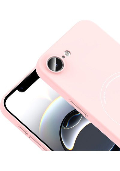 Maks Technology iPhone Uyumlu 16e Kılıf M-safe Şarj Özellikli Kamera Korumalı Mkst Elio Sert Pc Kapak - Açık Pembe