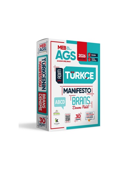 2026 MEB-AGS Türkçe 3 Adım Manifesto Branş Deneme Paketi 30lu Dijital Çözümlü (Sözel Mantık Dahil)