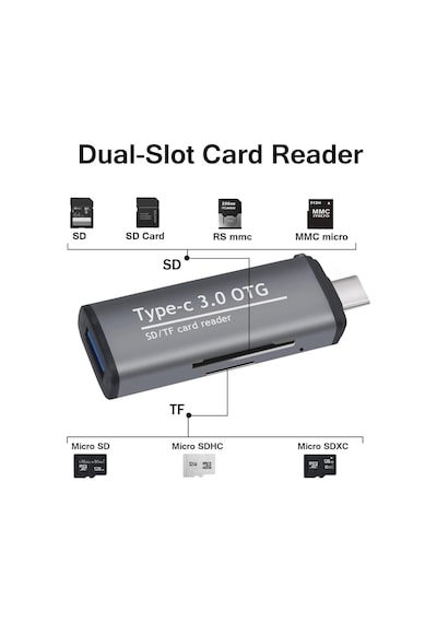 Type-c To Usb 3.0 Tf Sd Kart Okuyucu Usb Type-c Otg Adaptör Çevirici