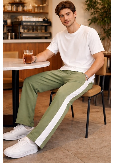 Tarz Cool Erkek Haki Şeritli Eşofman Altı Bağcıklı Baggy Rahat Kesim Günlük Spor Pantolon Haki Tarz Cool Erkek Haki Şeritli Eşofman Altı Bağcıklı Baggy Rahat Kesim Günlük Spor Pantolon Haki