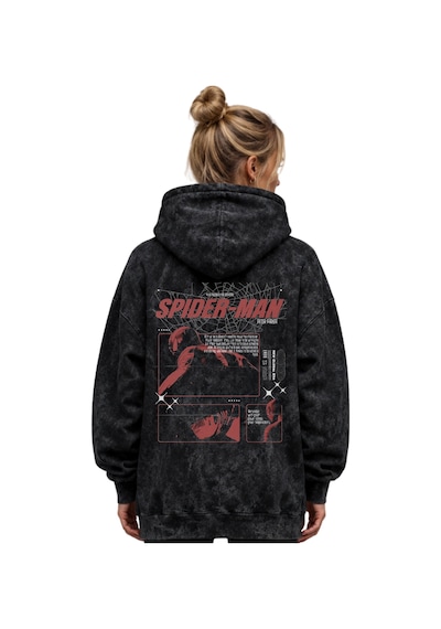 Sevbano Spider-man Örümcek Adam Film Kahramanı Baskılı Unisex Oversize Pr Siyah