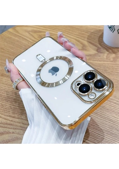 Ally Apple     Uyumlu iPhone 14 Pro 6.1inç Renkli Kenar Lazer Çerçeveli Magsafe Silikon Kılıf- 5775