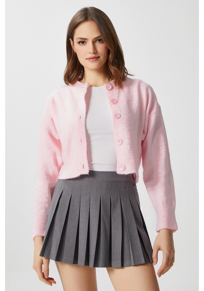 Ritnice Kadın Tilia Crop Pembe Örgü Hırka Pembe