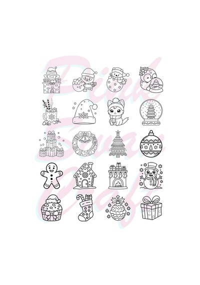 Yılbaşı Cozy Christmas Elements 20x20 Cm Büyük Boyama Kitabı, Çocuklar Ve Yetişkinler İçin