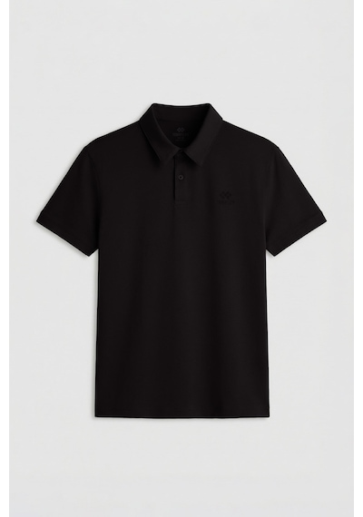 Tommylife Tommy Life Siyah Basic Logolu Standart Kalıp Triko Polo Yaka Erkek T-shirt - 87748 Siyah