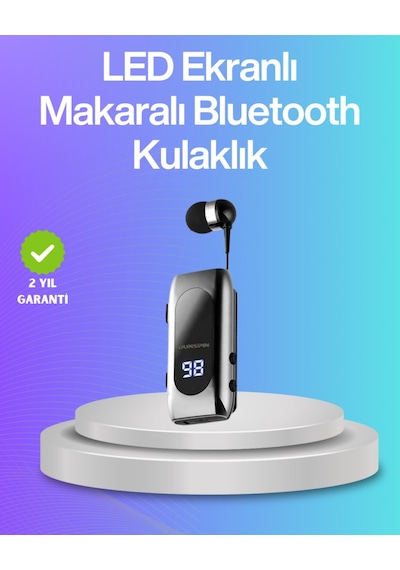 Bluetooth 5.2 Klipsli Kablosuz Kulaklık Dijital Ekran & Titreşimli Uyarı