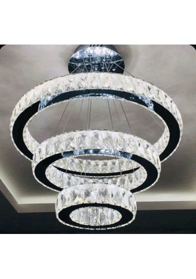 Ala Lighting Plaket Kristal Taş Işlemeli 201 Krom Paslanmaz Ledli Avize Krom Ayna