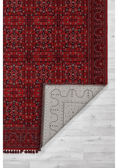 Kırmızı Renkli Afgan Tarzı Altı Kaymaz Şönil Kilim-58